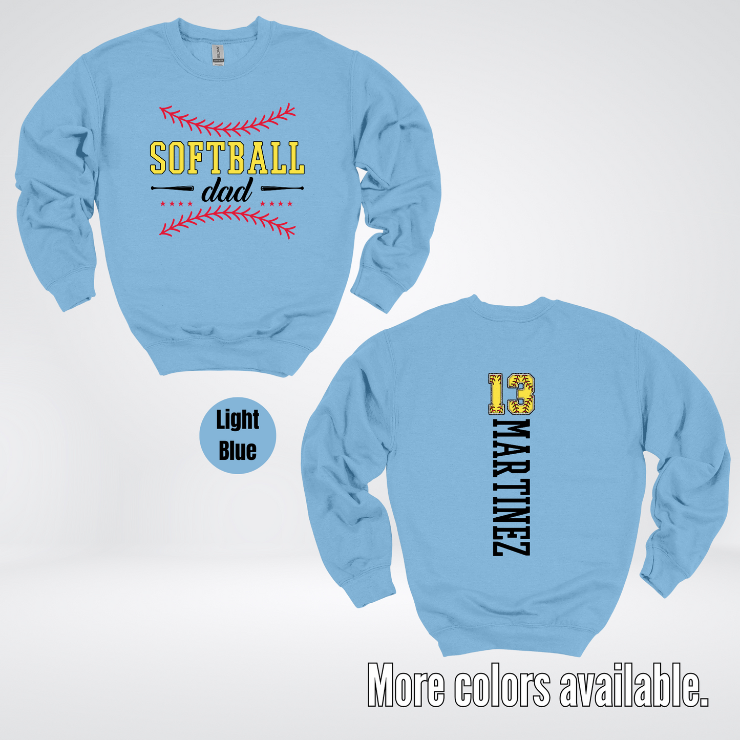 CUSTOM Softball Dad Number And Name Crewneck Sweatshirt