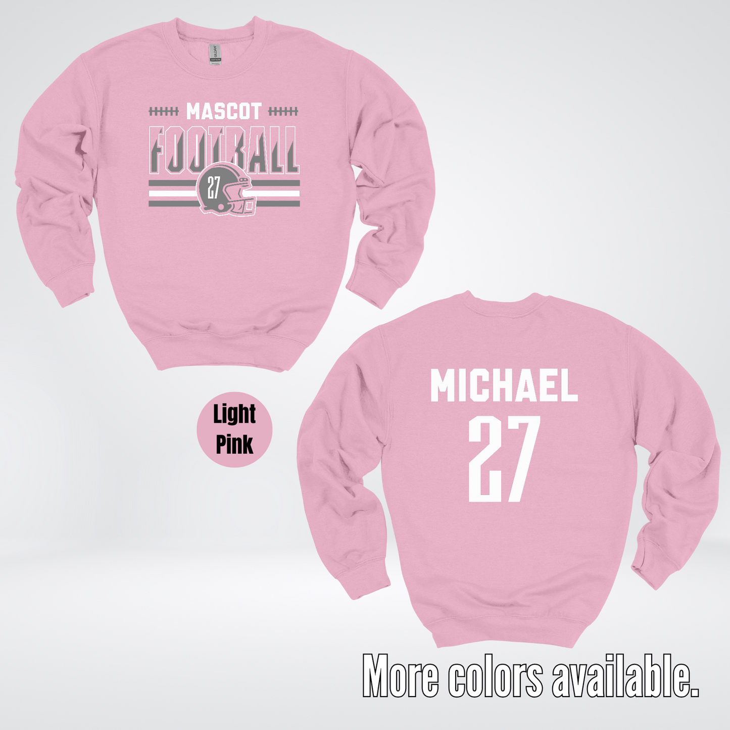 Custom Mascot, Number, & Name – Gray - Football Design 15 Crewneck Sweatshirt
