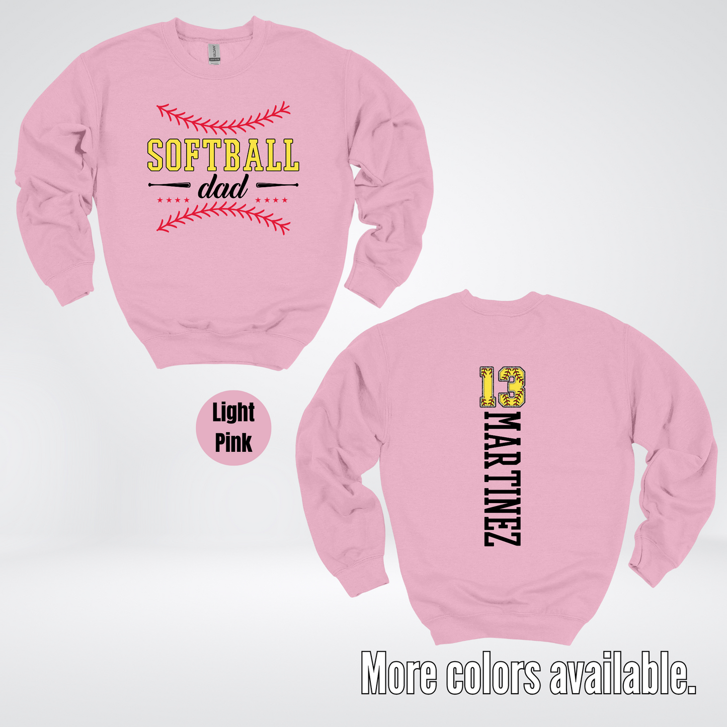 CUSTOM Softball Dad Number And Name Crewneck Sweatshirt