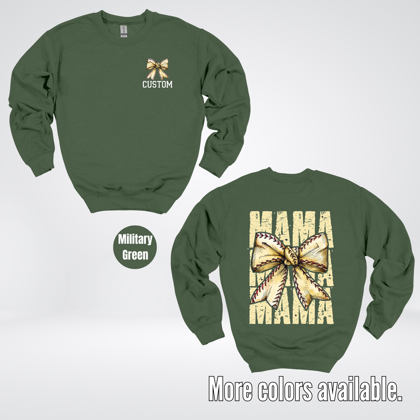 Custom Name Baseball Softball Mama Coquette Crewneck Sweatshirt