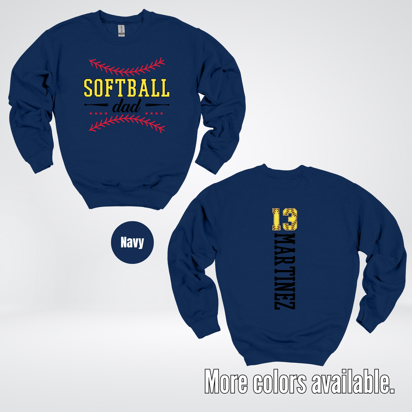 CUSTOM Softball Dad Number And Name Crewneck Sweatshirt