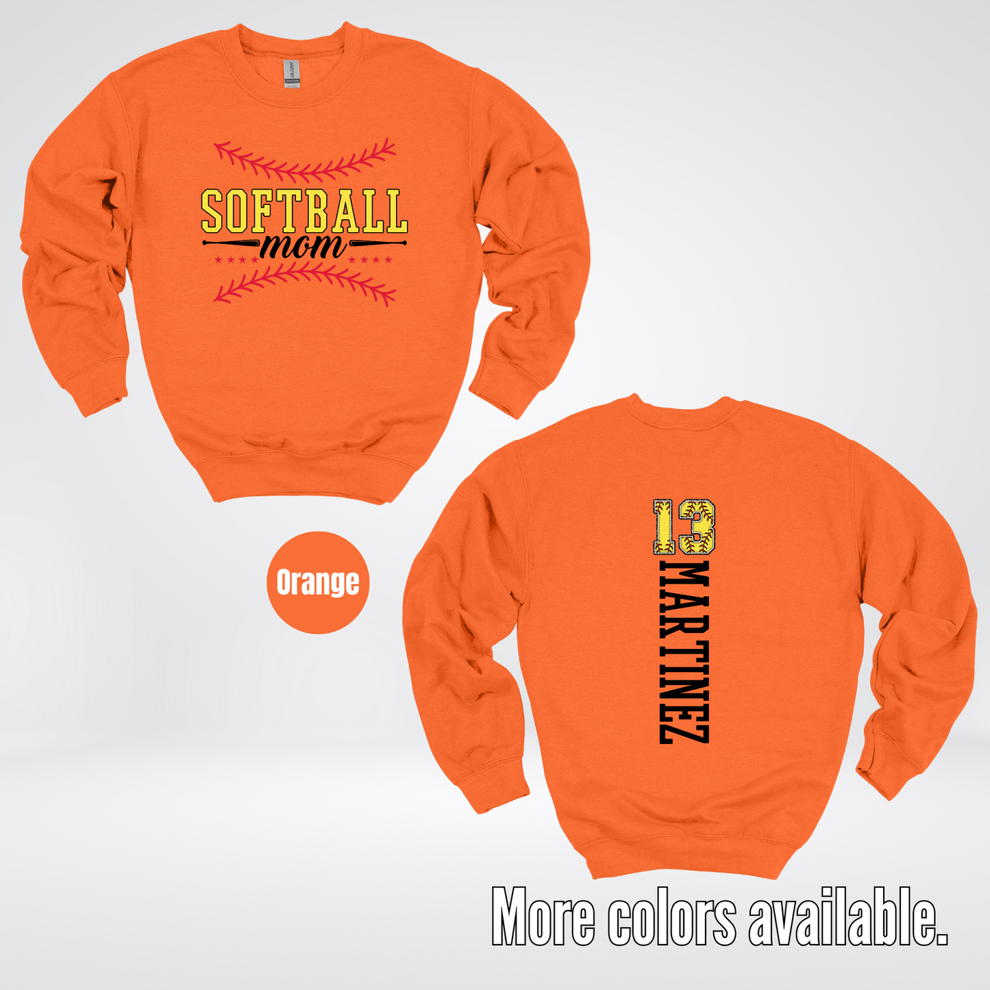 CUSTOM Softball Mom Number And Name Crewneck Sweatshirt