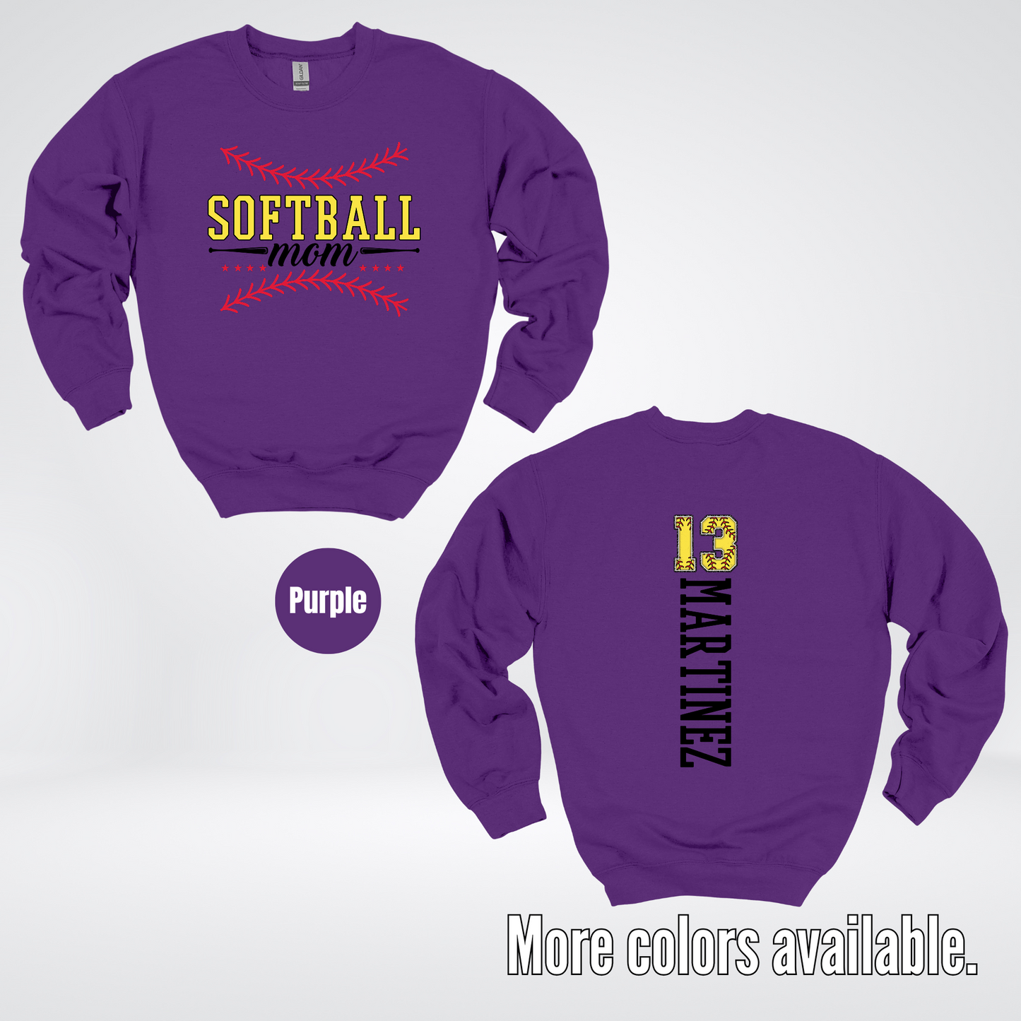 CUSTOM Softball Mom Number And Name Crewneck Sweatshirt