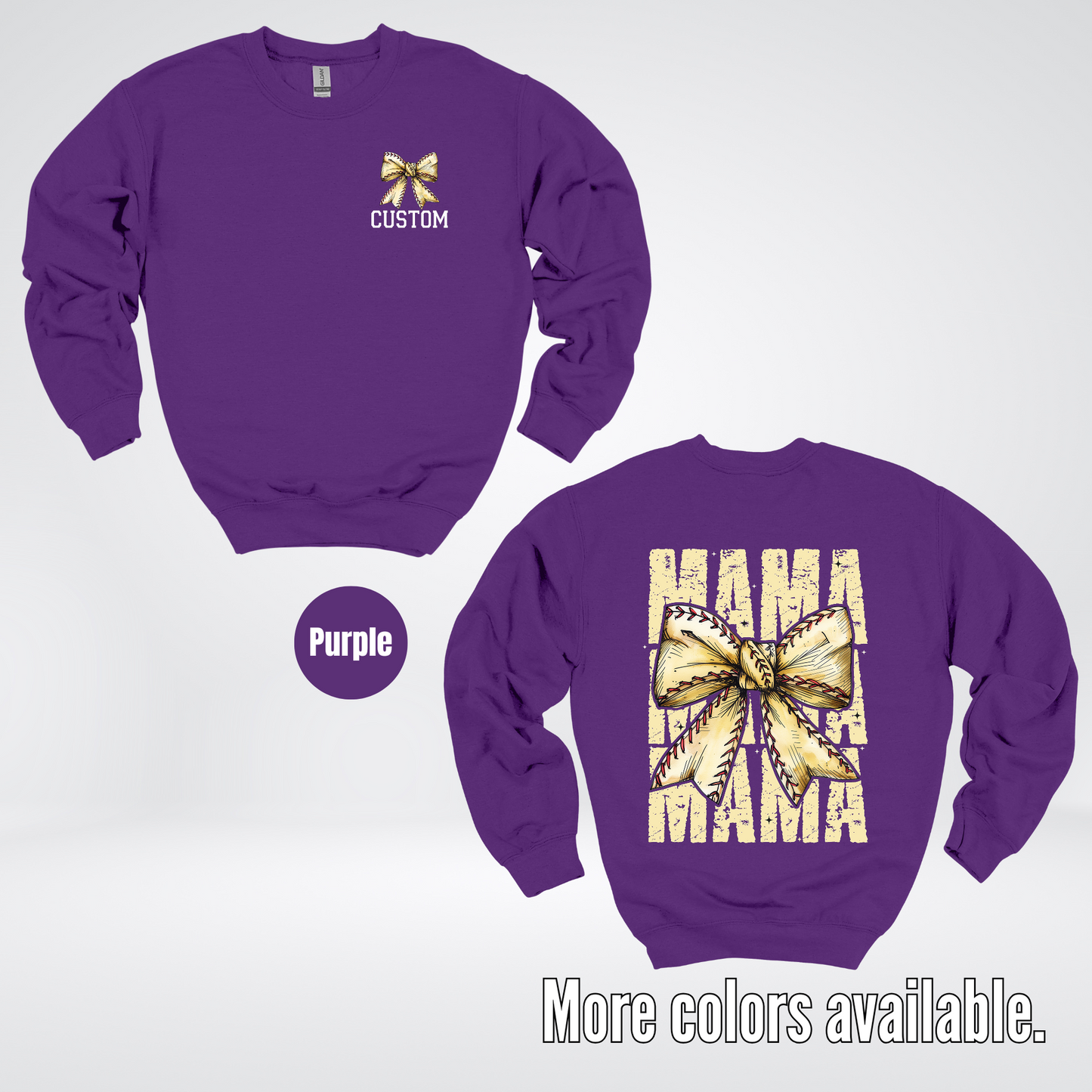 Custom Name Baseball Softball Mama Coquette Crewneck Sweatshirt
