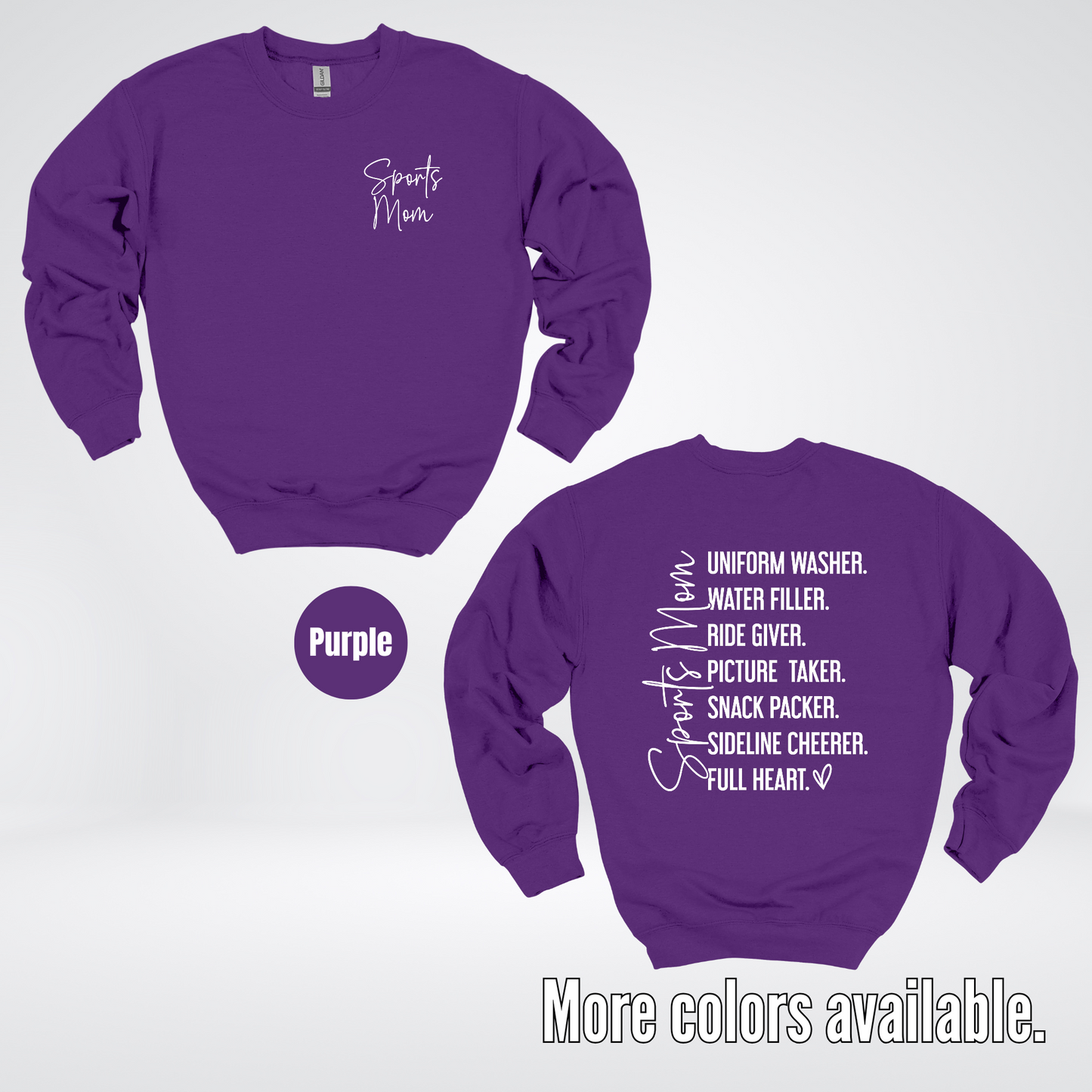 Sports Mom Uniform Washer Water Filler Sideline Cheerer Crewneck Sweatshirt
