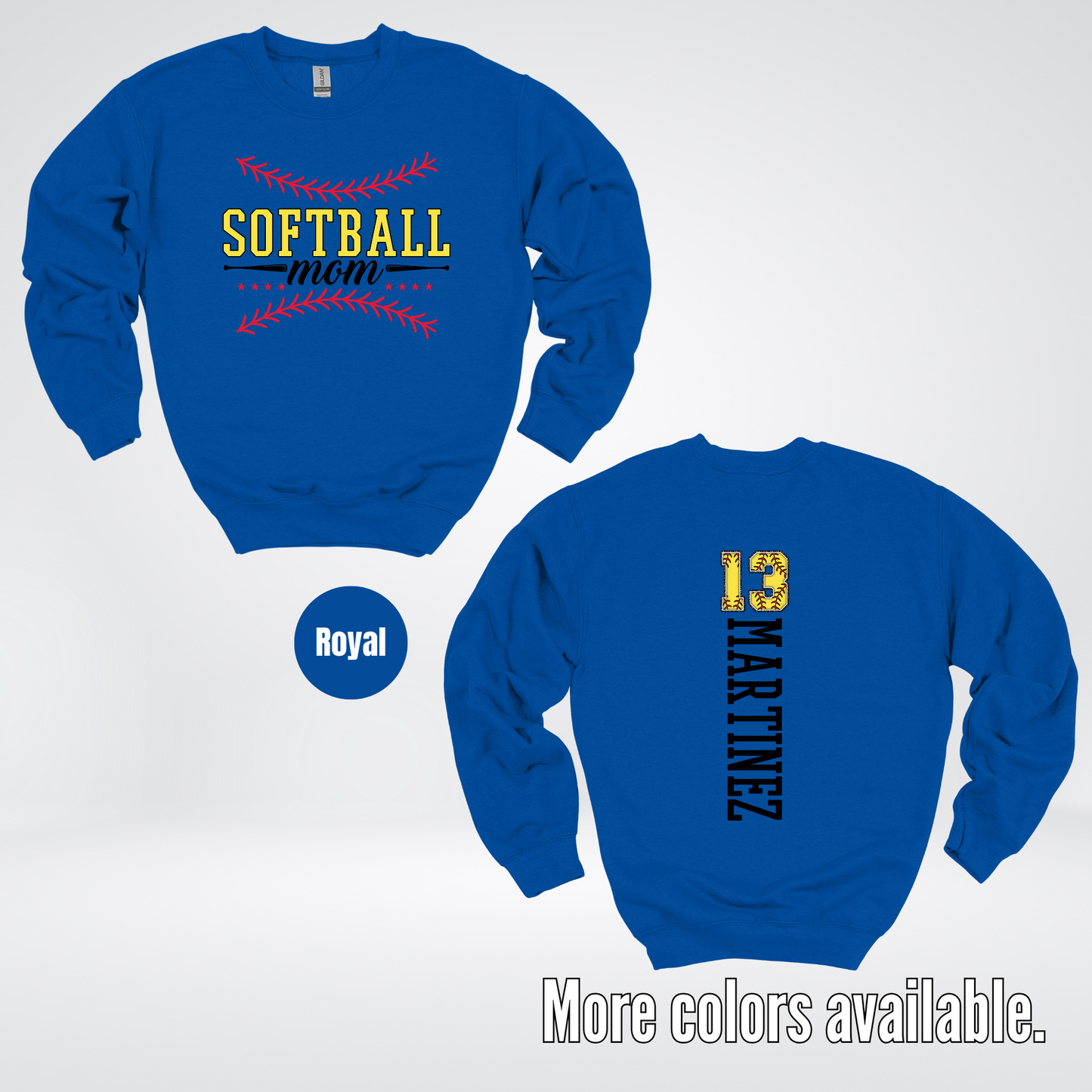 CUSTOM Softball Mom Number And Name Crewneck Sweatshirt