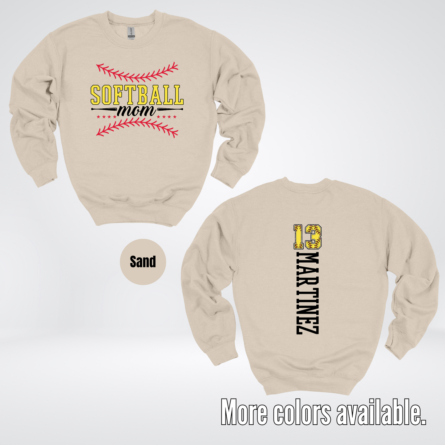 CUSTOM Softball Mom Number And Name Crewneck Sweatshirt