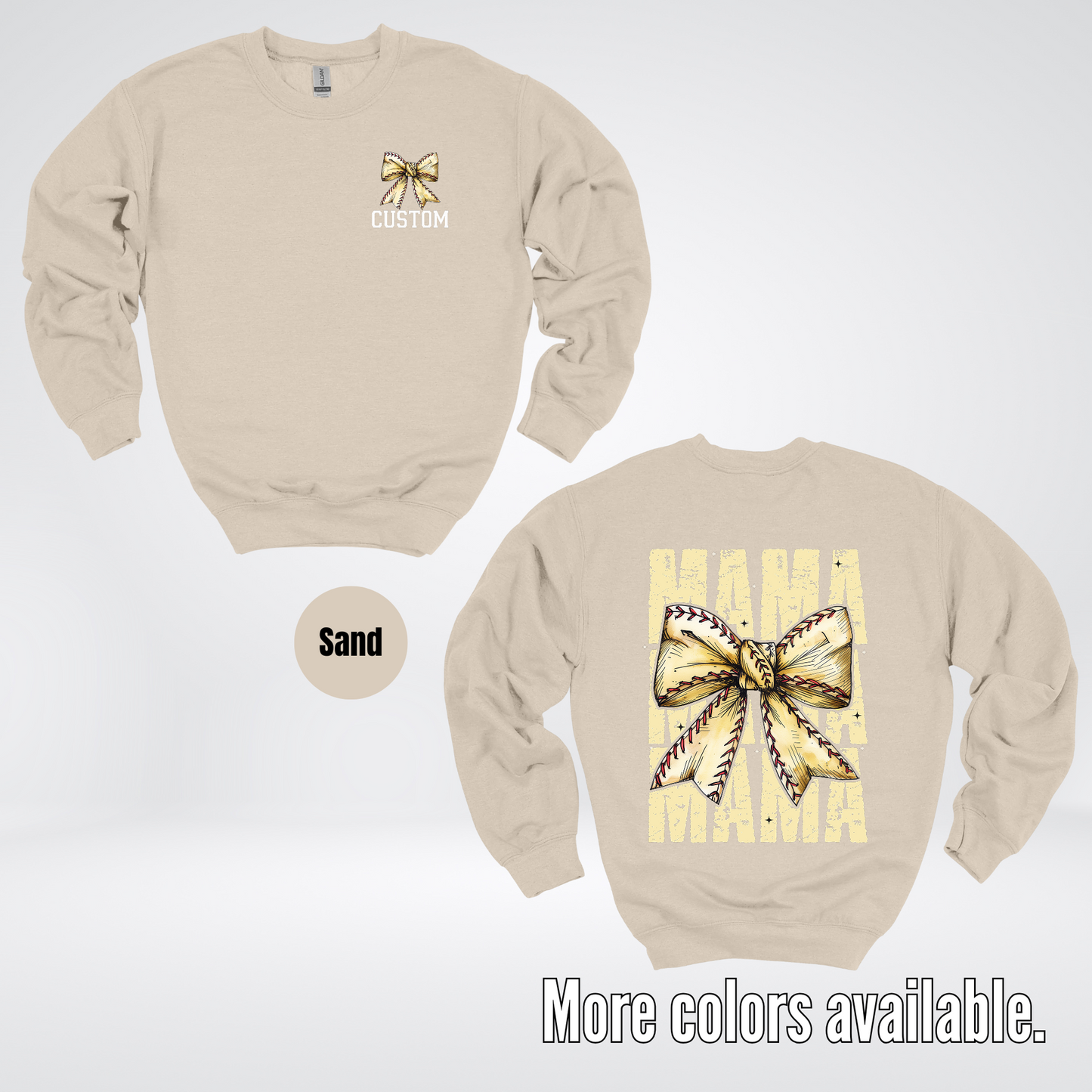 Custom Name Baseball Softball Mama Coquette Crewneck Sweatshirt