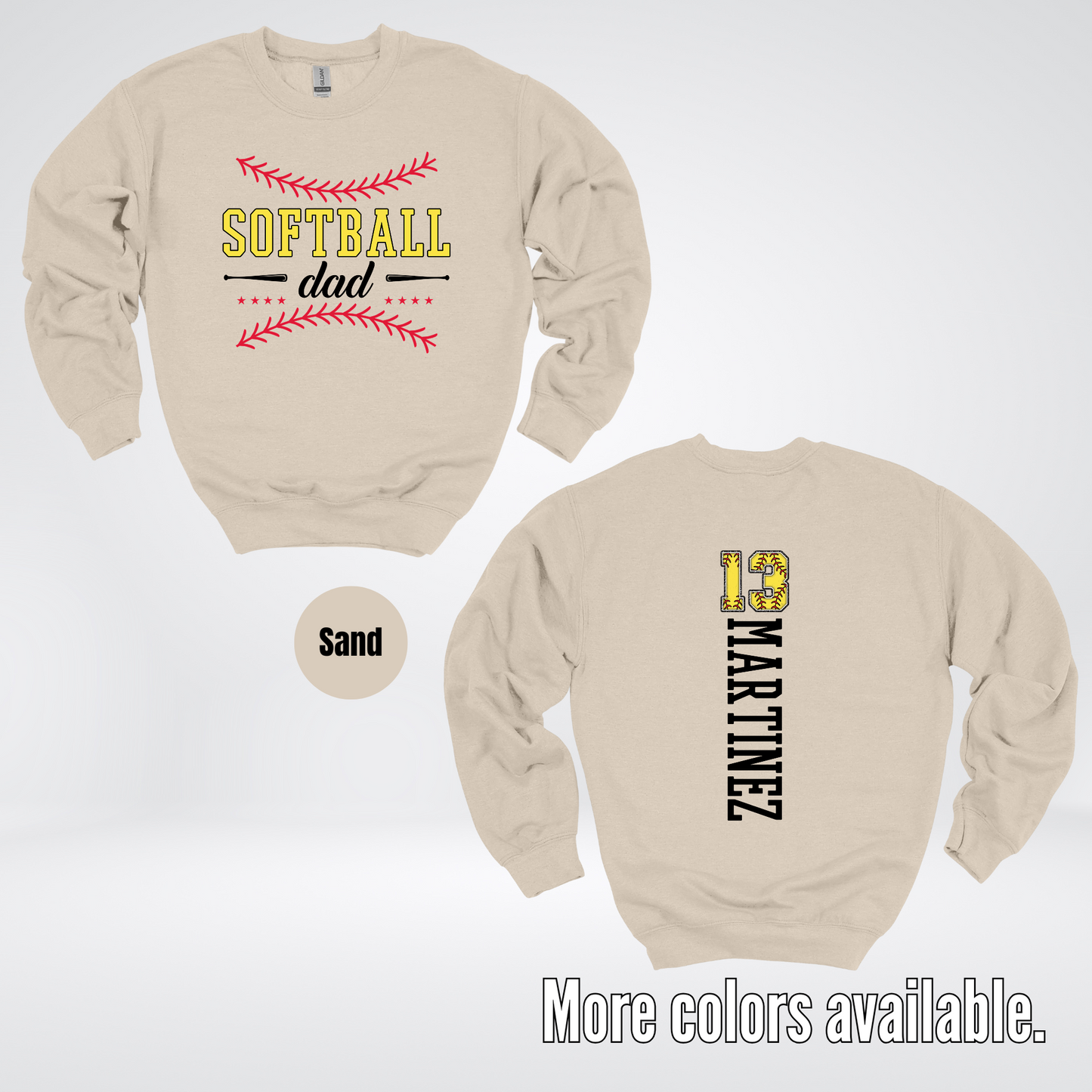 CUSTOM Softball Dad Number And Name Crewneck Sweatshirt