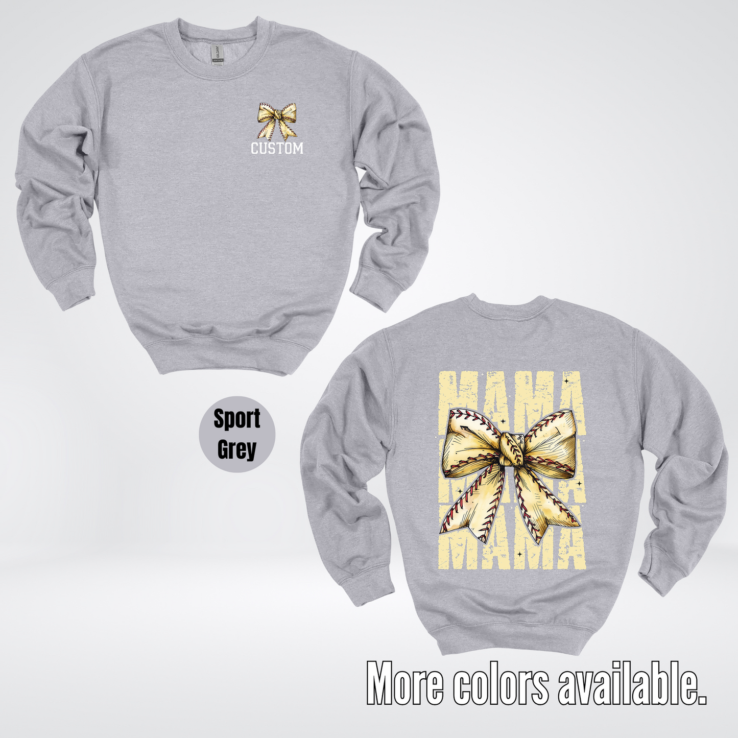 Custom Name Baseball Softball Mama Coquette Crewneck Sweatshirt