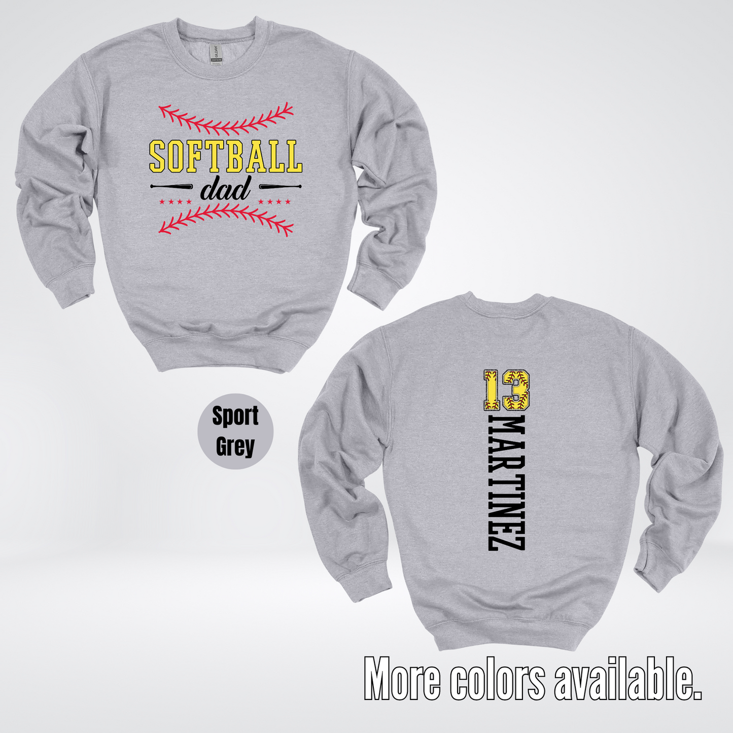 CUSTOM Softball Dad Number And Name Crewneck Sweatshirt