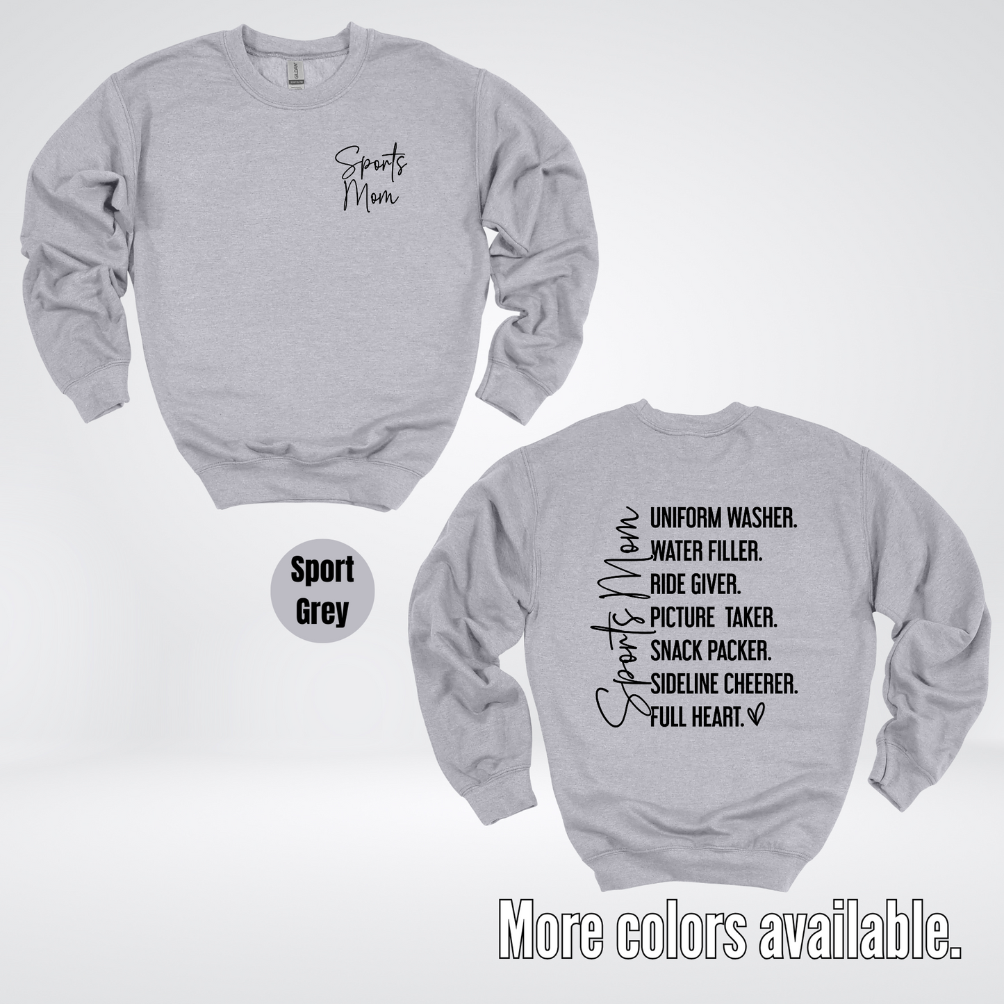 Sports Mom Uniform Washer Sideline Cheerer - Black Design - Crewneck Sweatshirt