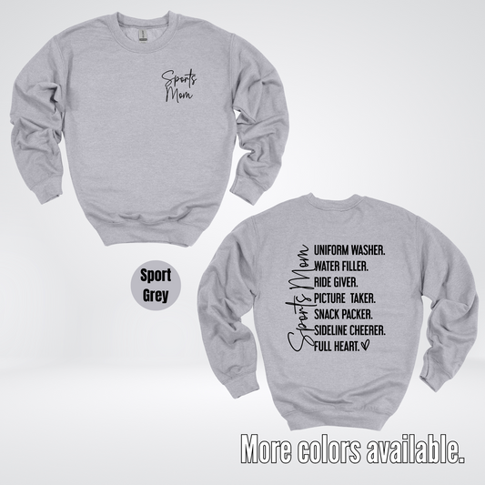 Sports Mom Uniform Washer Sideline Cheerer - Black Design - Crewneck Sweatshirt