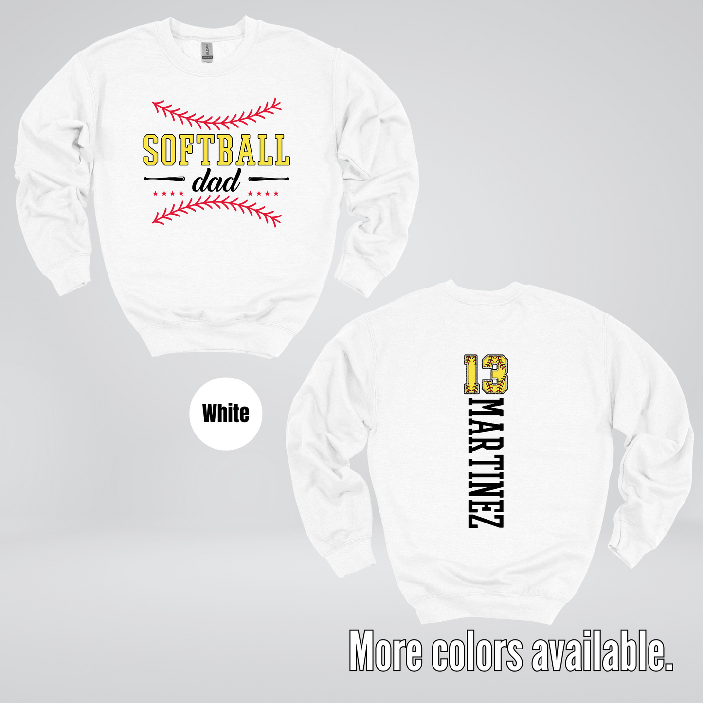 CUSTOM Softball Dad Number And Name Crewneck Sweatshirt