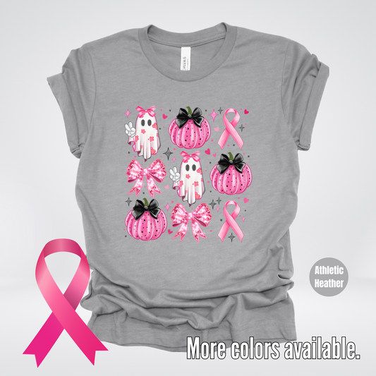 Ghost & Pumpkins Coquette Pink Ribbon T-Shirt