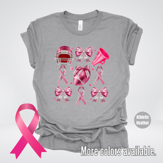 Pink Out Football Coquette Breast Cancer Awareness T-Shirt