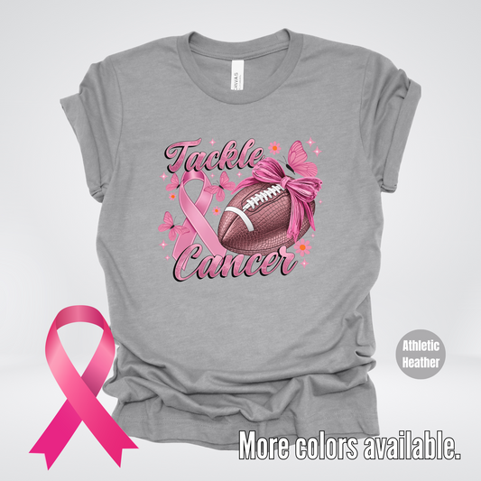Tackle Cancer Coquette Football T-Shirt