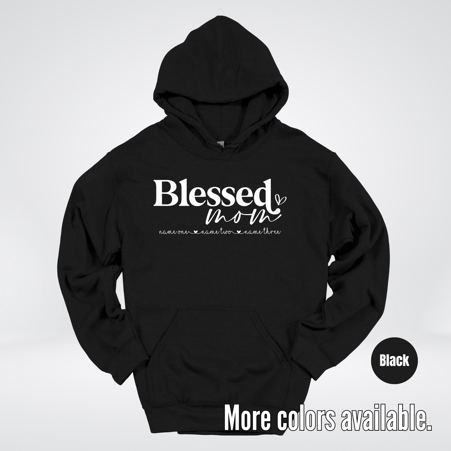 Custom Names Blessed Mom - White Design - Hoodie