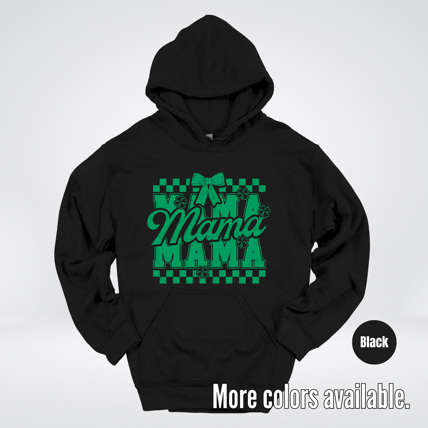 Distressed Saint Patrick’s Day Green Coquette Bow Mama Hoodie