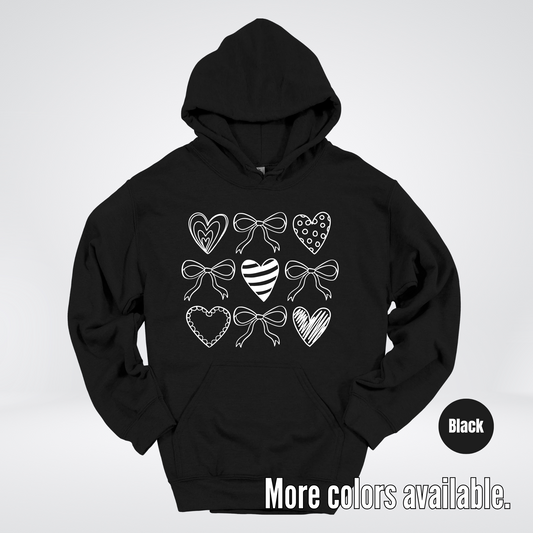 Doodle Coquette Hearts Hoodie