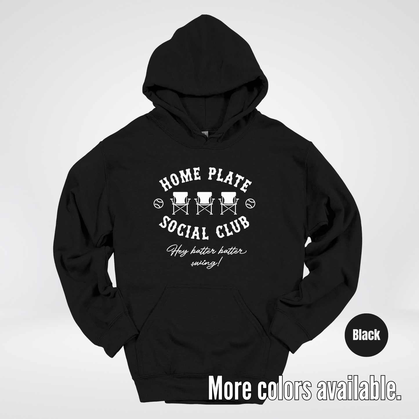 Home Plate Social Club – White Design - Baseball Softball Hoodie