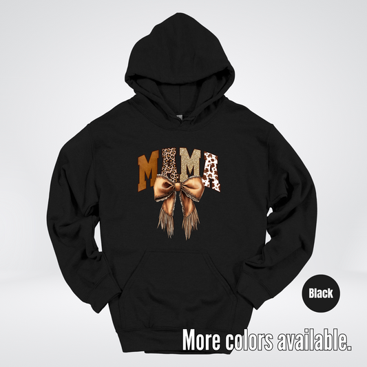 MAMA Western Coquette Leather Bow And Tassels Hoodie