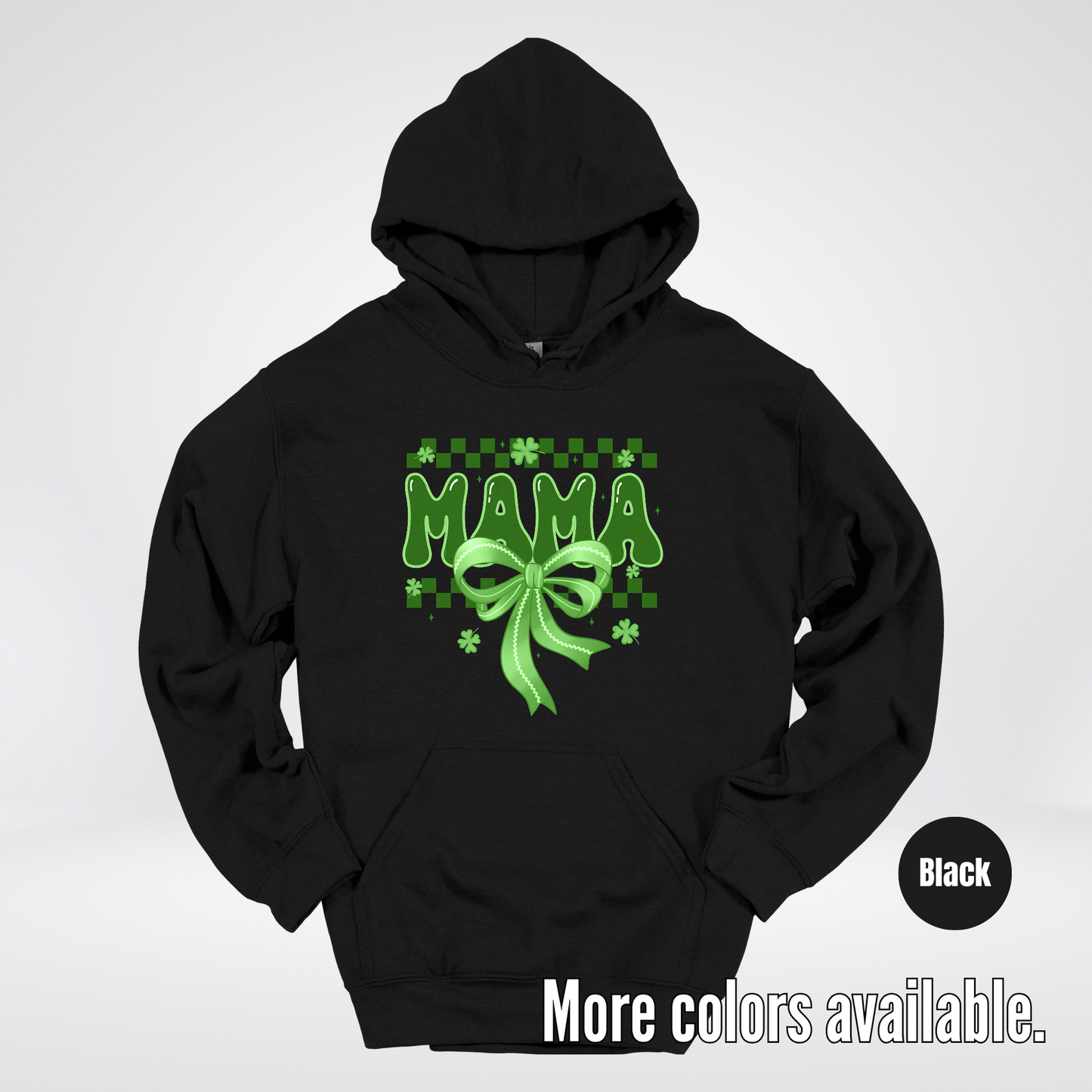 Mama Coquette Green Bow Checkered Retro Four Leaf Clovers Hoodie