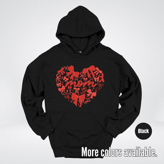 Mom Red Bow Coquette Hoodie