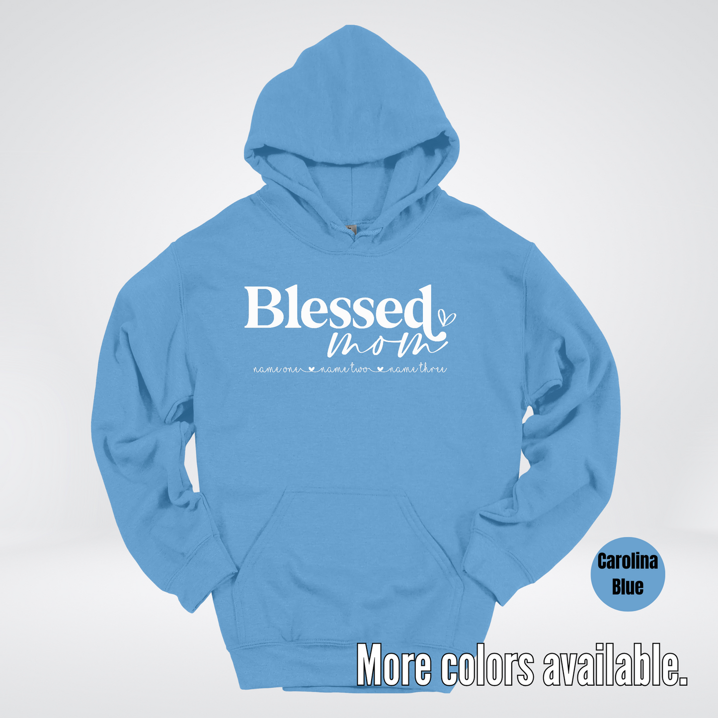 Custom Names Blessed Mom - White Design - Hoodie
