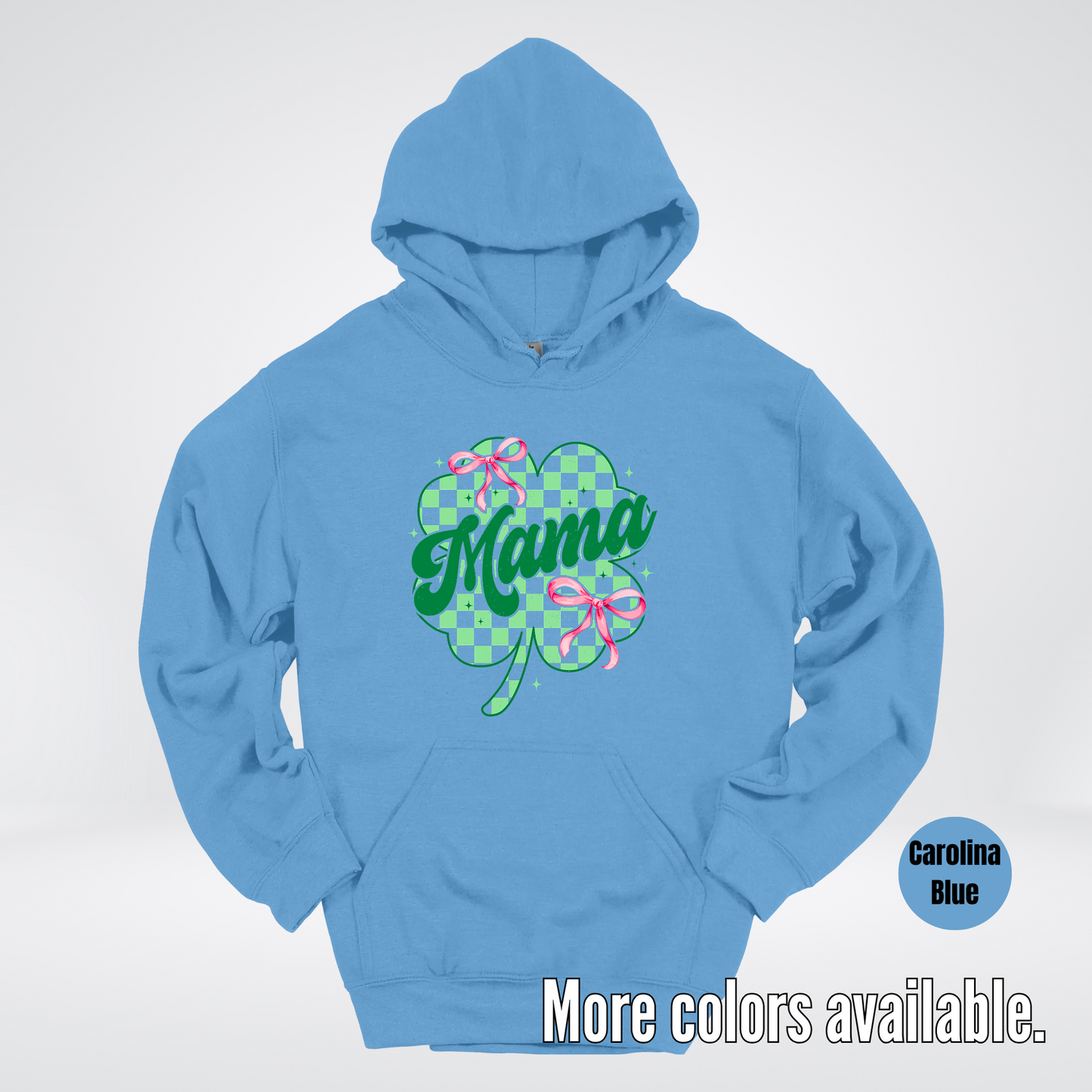 Coquette Mini Pink Bows Checkered Retro Four Leaf Clover Saint Patrick's Day Hoodie