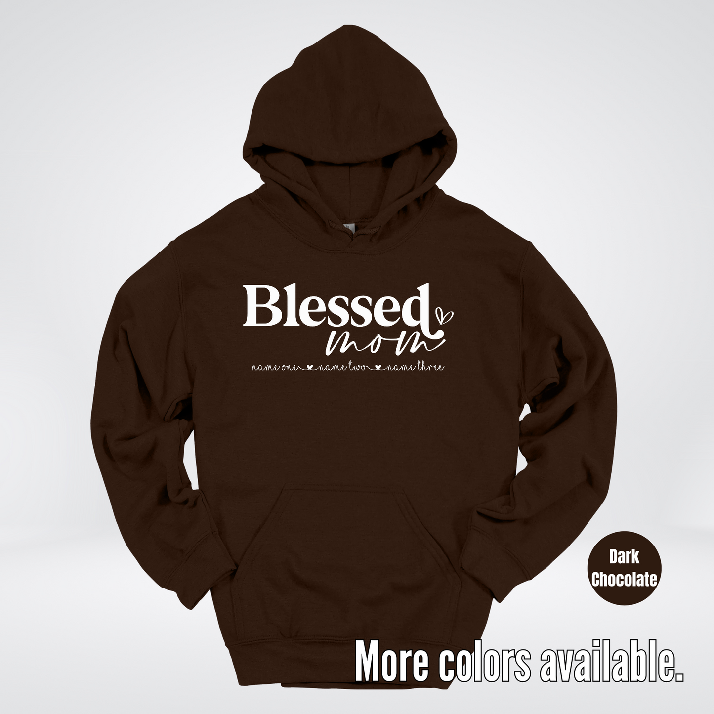 Custom Names Blessed Mom - White Design - Hoodie