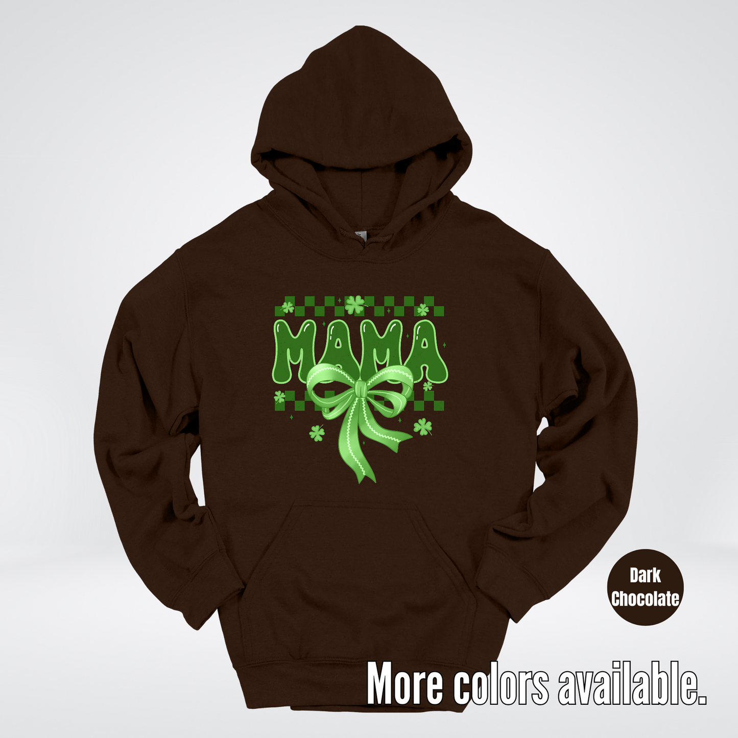 Mama Coquette Green Bow Checkered Retro Four Leaf Clovers Hoodie