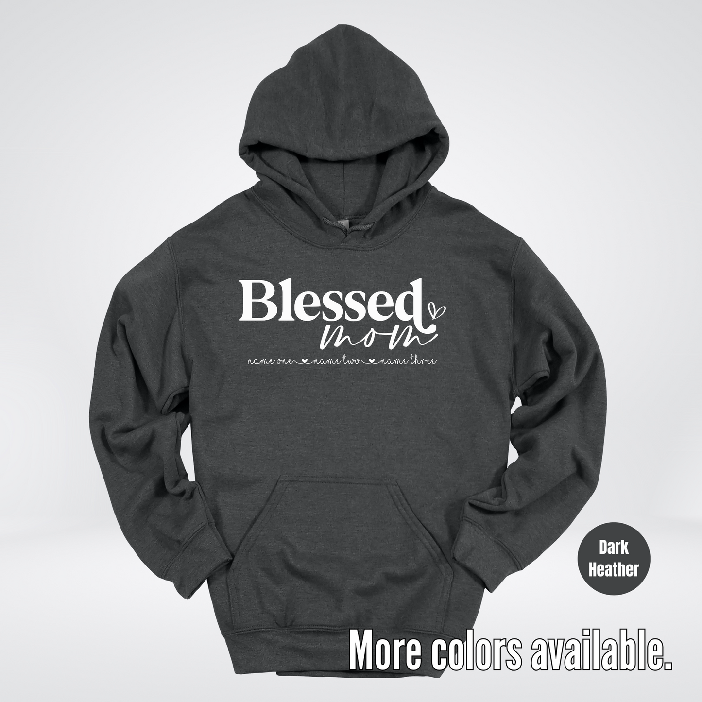 Custom Names Blessed Mom - White Design - Hoodie