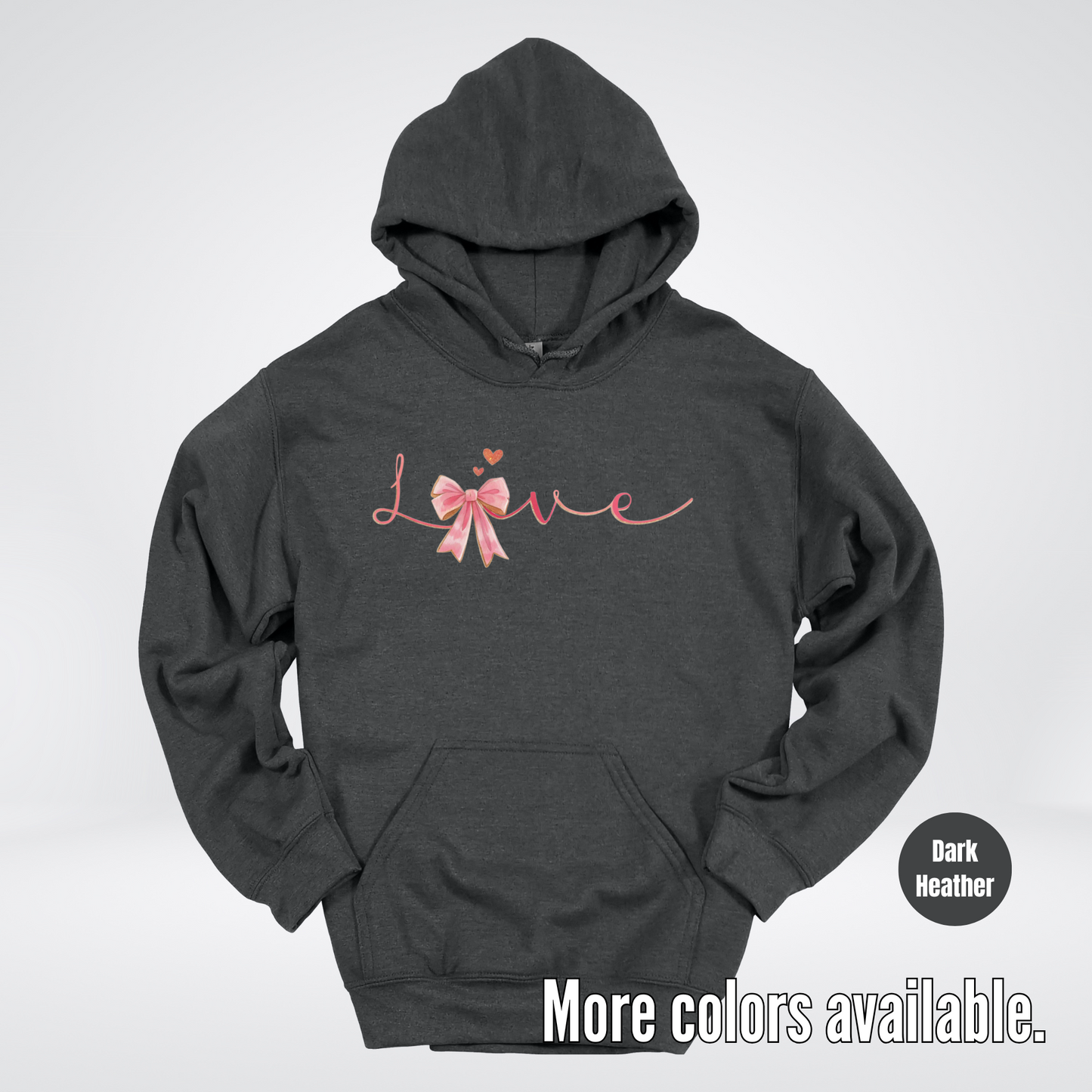 Love Pink Watercolor Coquette Bow Hoodie