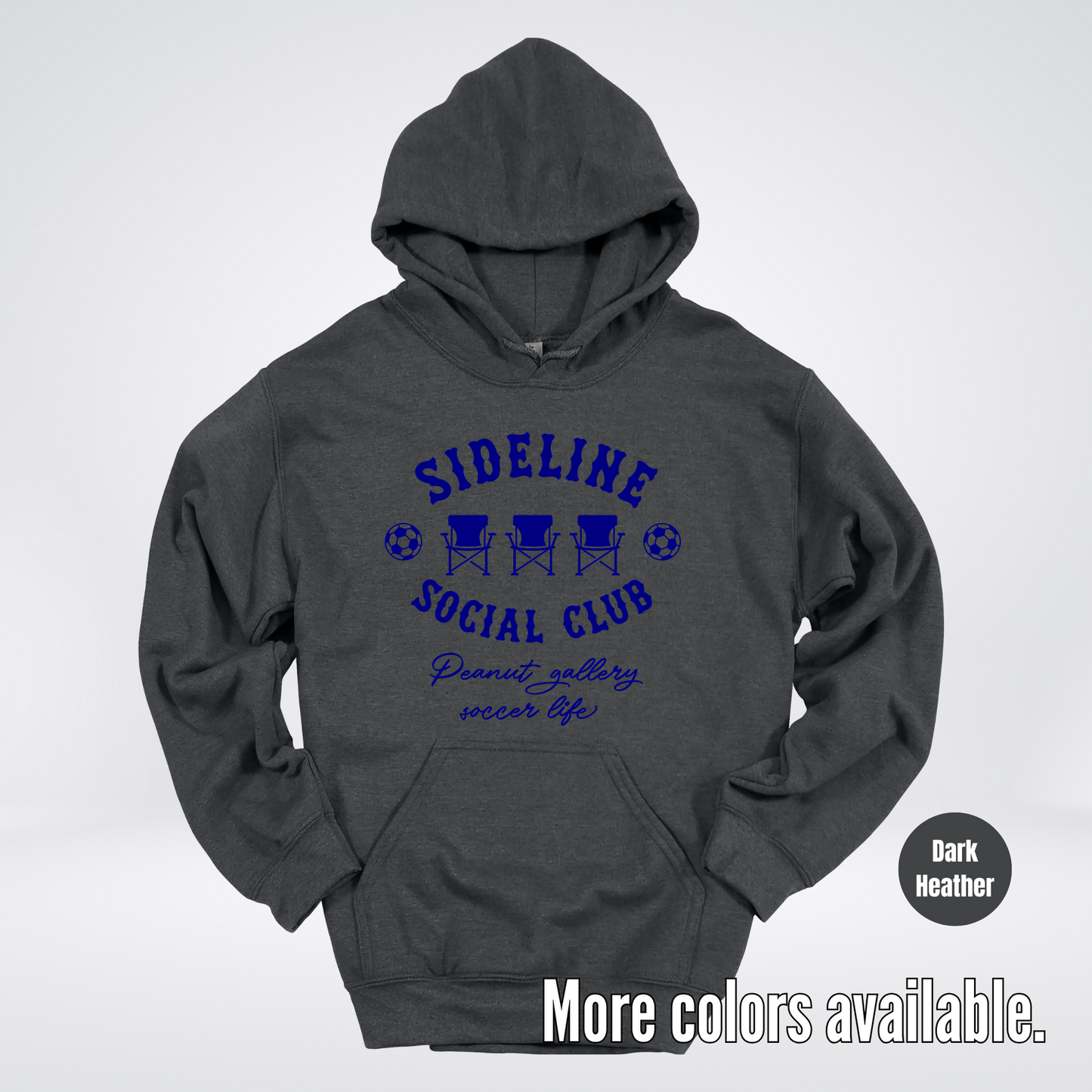 Sideline Social Club Peanut Gallery Soccer Life – Navy Design – Soccer Hoodie