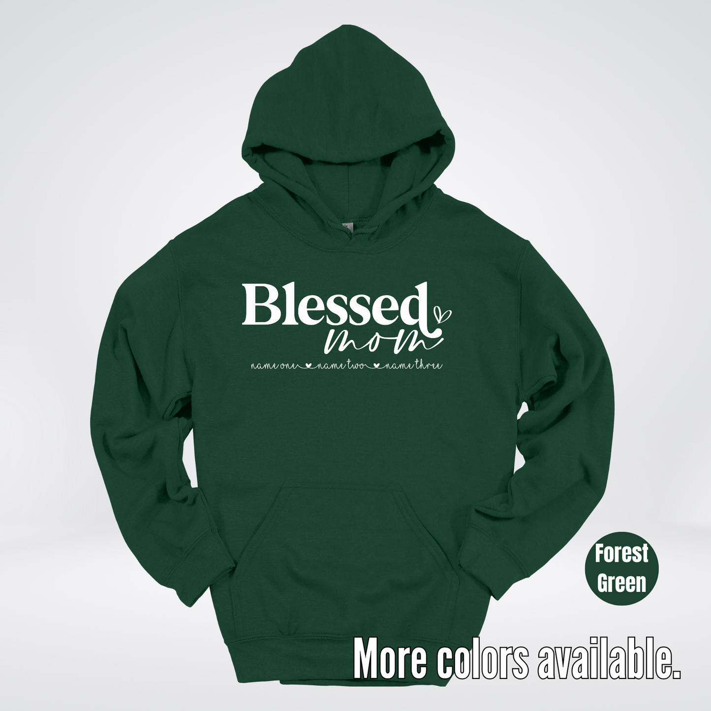 Custom Names Blessed Mom - White Design - Hoodie