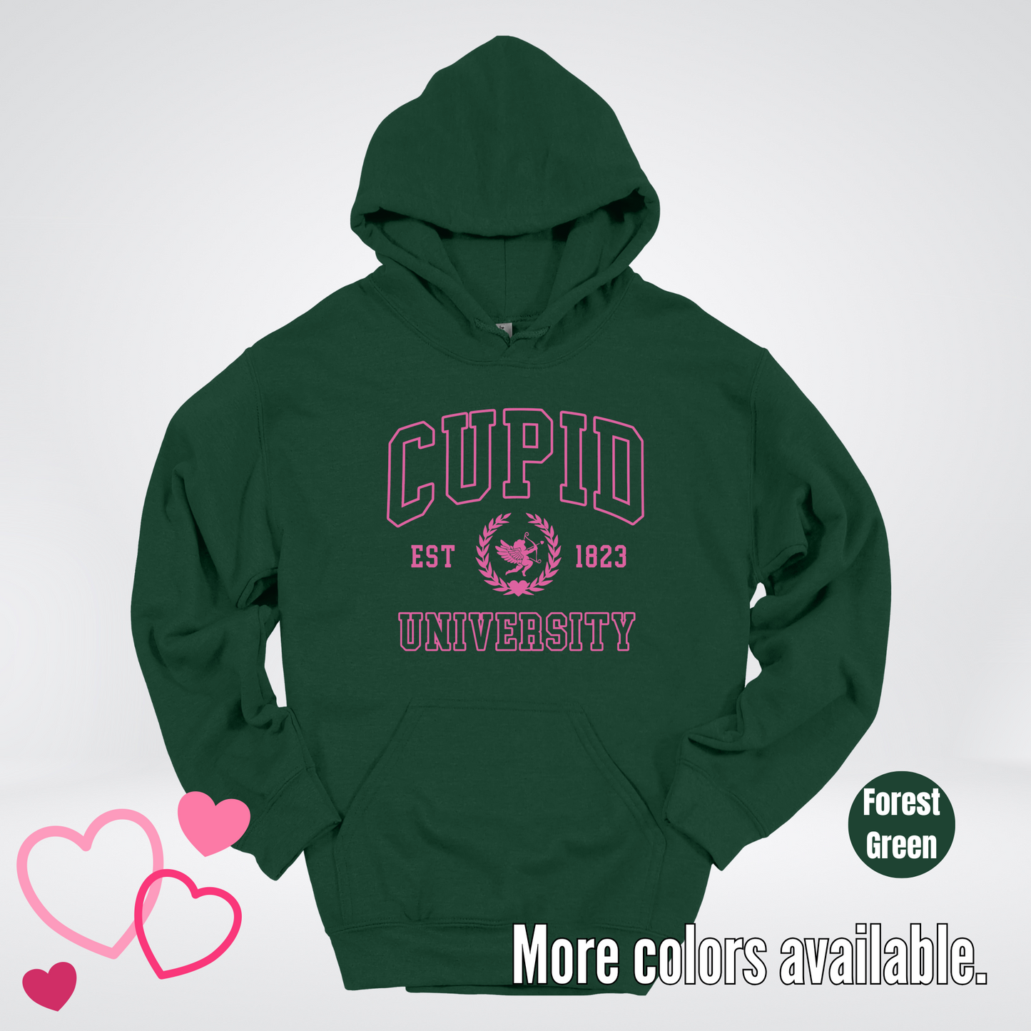 Cupid University Est 1823 Bright Pink Design Hoodie