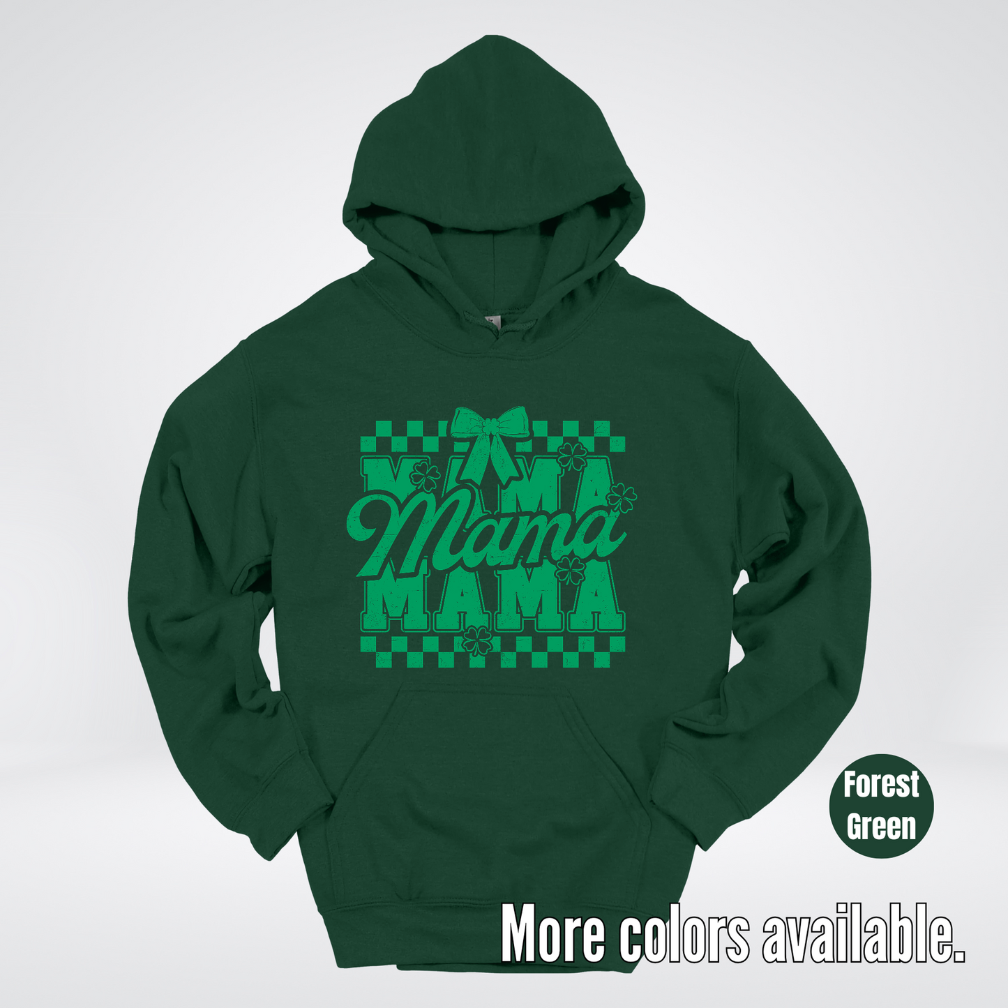 Distressed Saint Patrick’s Day Green Coquette Bow Mama Hoodie
