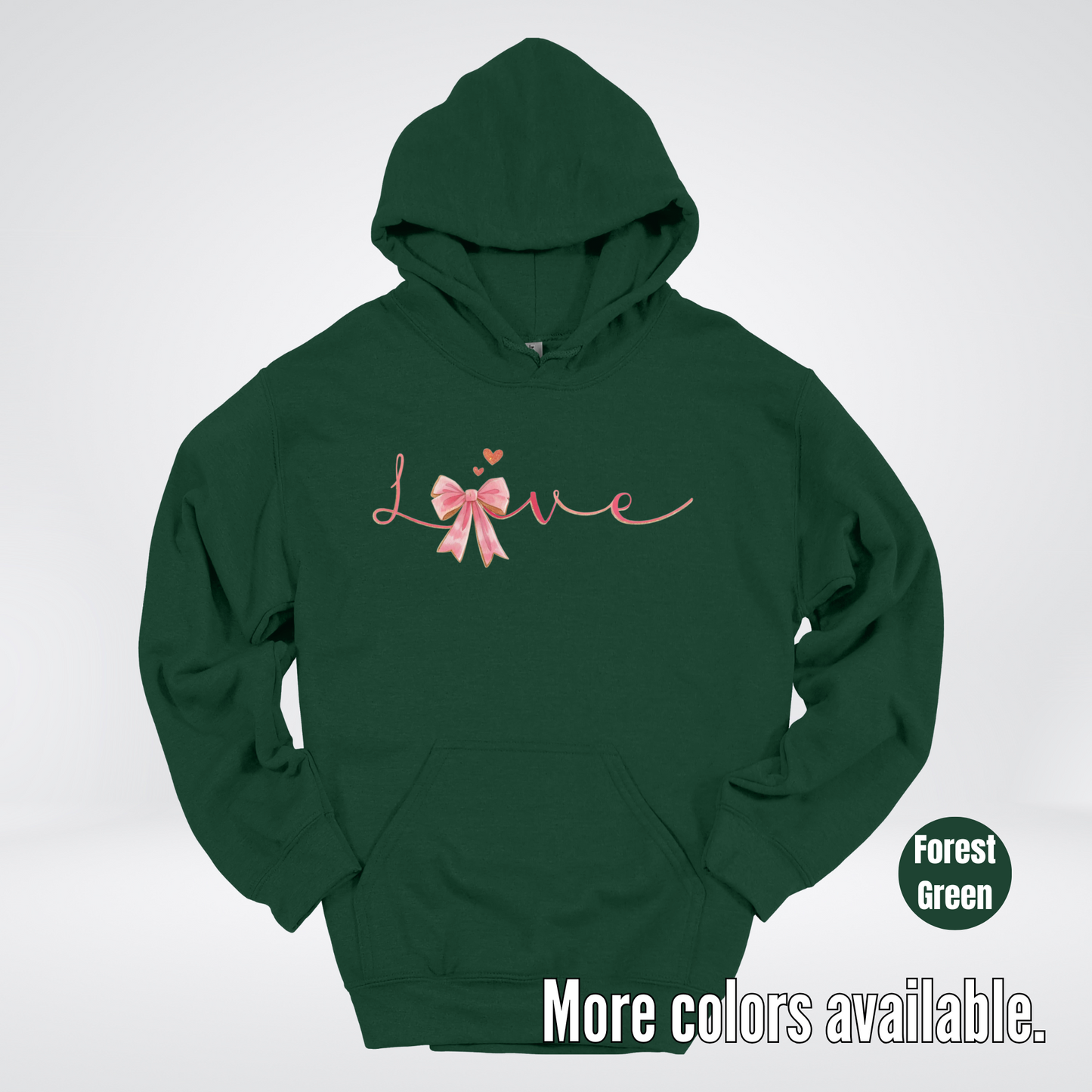 Love Pink Watercolor Coquette Bow Hoodie