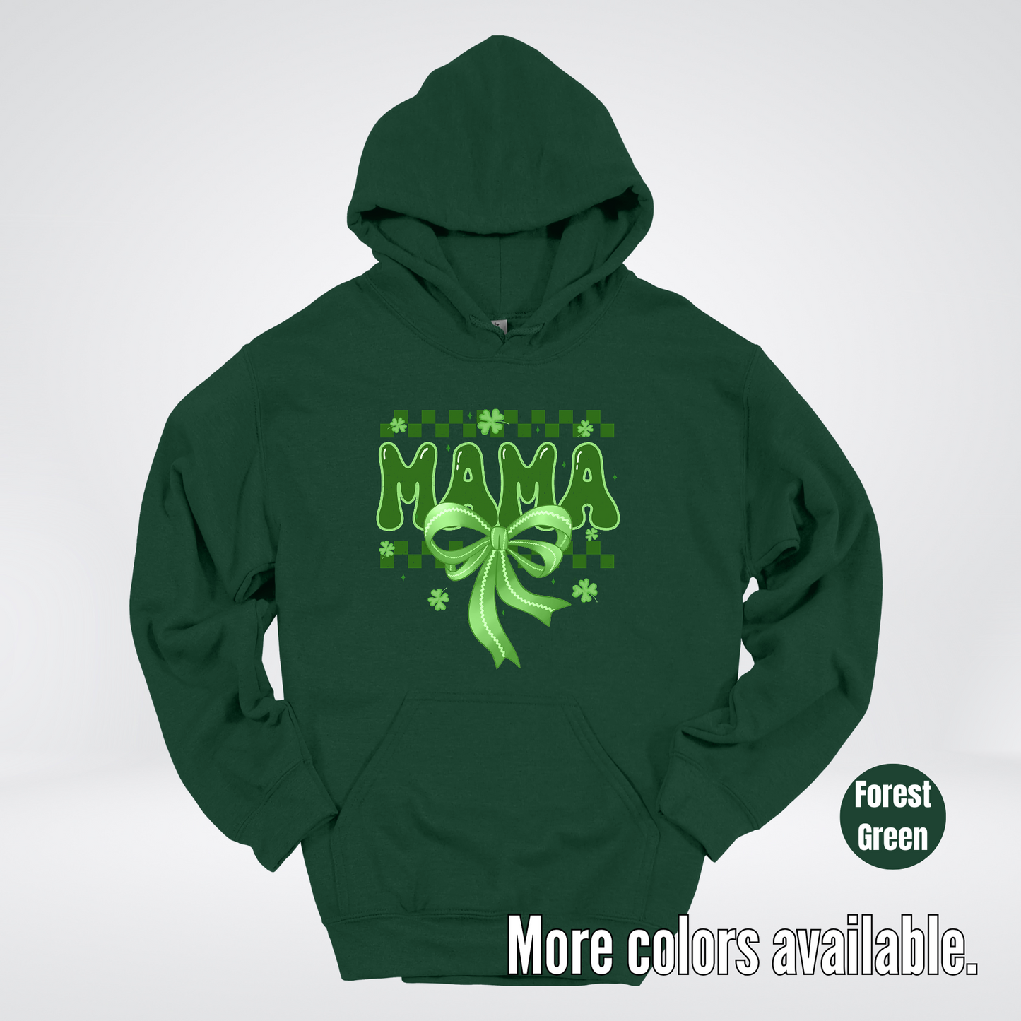 Mama Coquette Green Bow Checkered Retro Four Leaf Clovers Hoodie