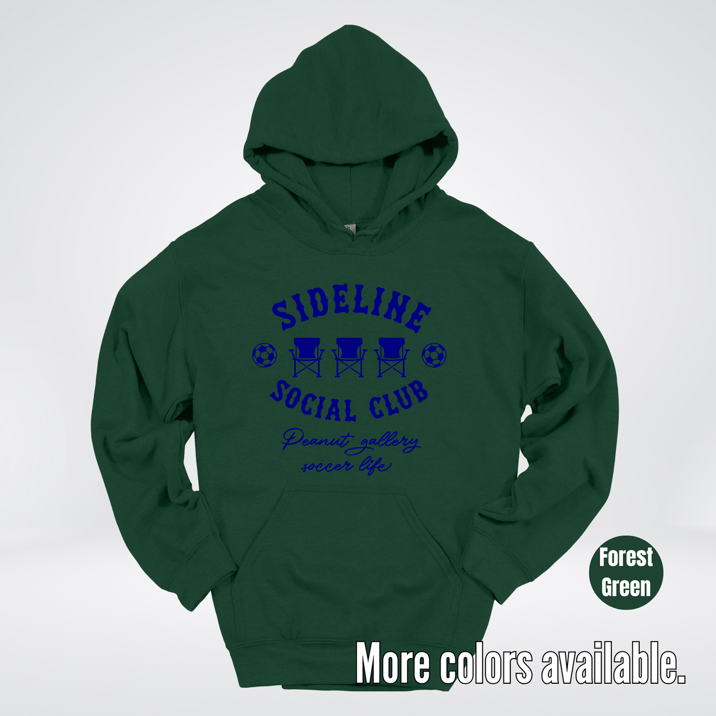 Sideline Social Club Peanut Gallery Soccer Life – Navy Design – Soccer Hoodie