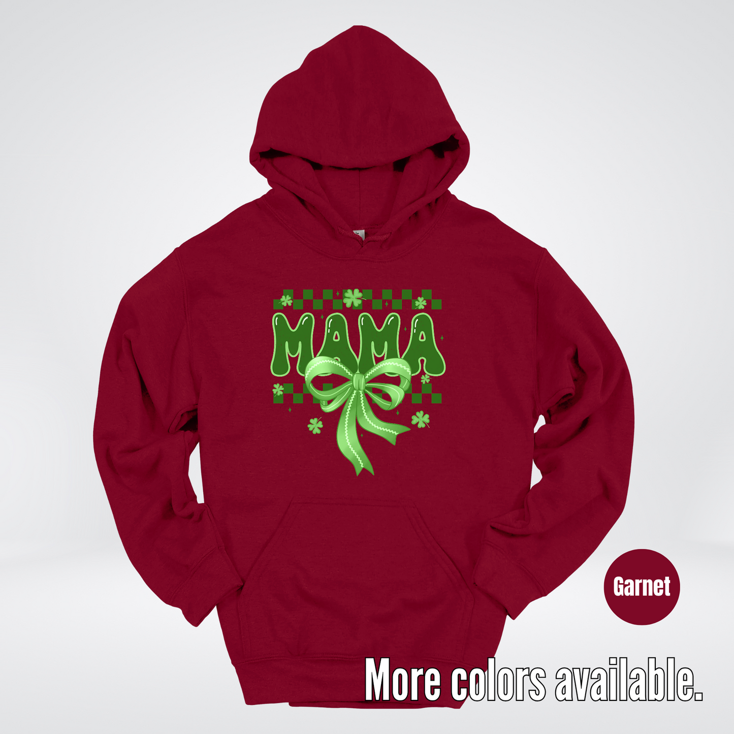 Mama Coquette Green Bow Checkered Retro Four Leaf Clovers Hoodie