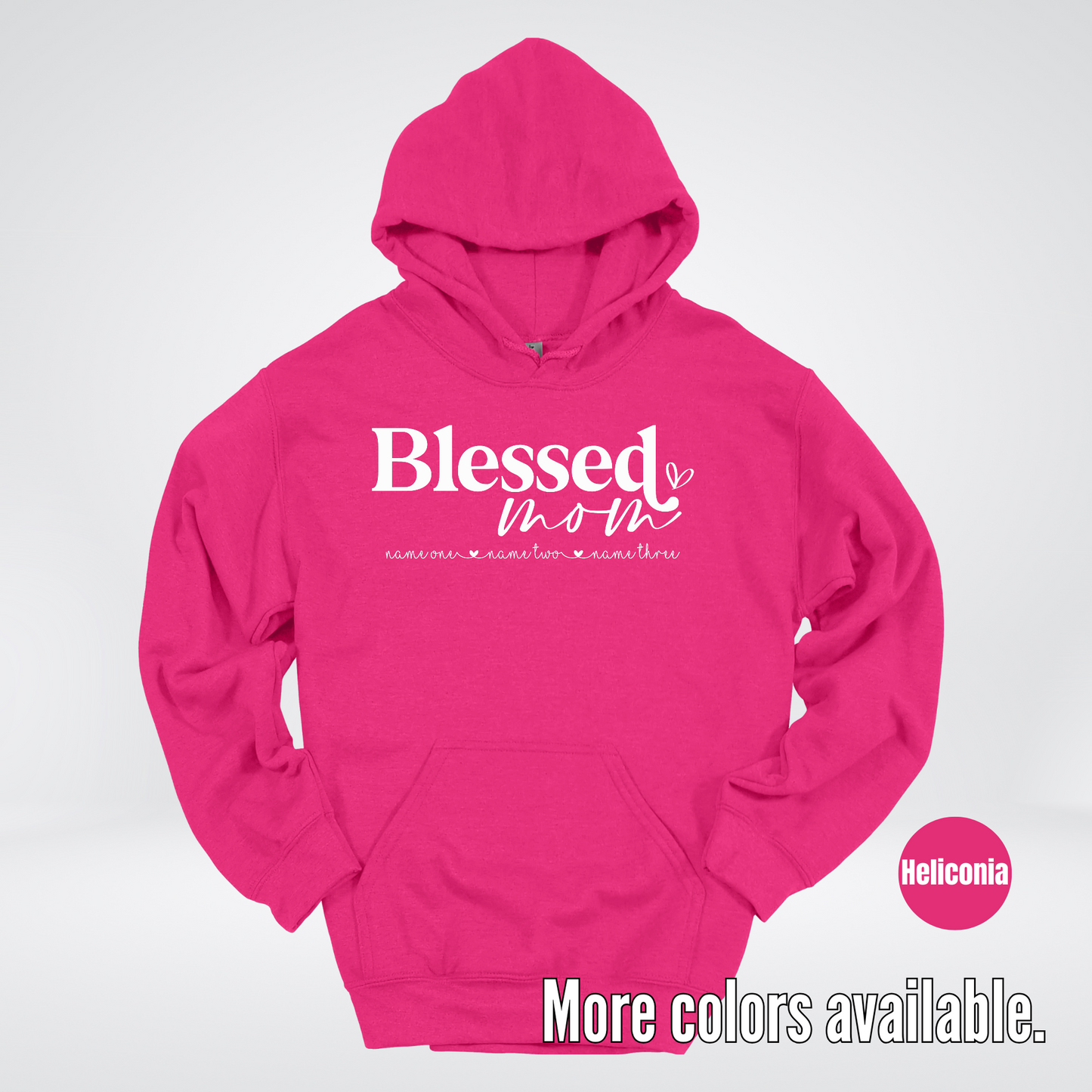 Custom Names Blessed Mom - White Design - Hoodie
