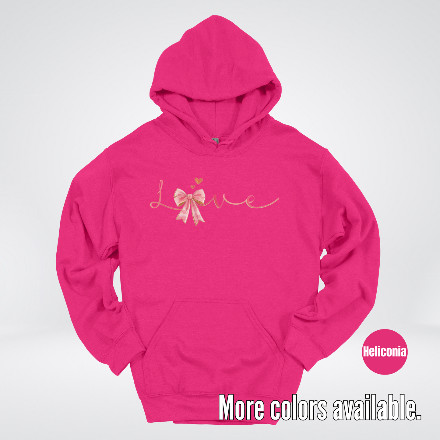 Love Pink Watercolor Coquette Bow Hoodie