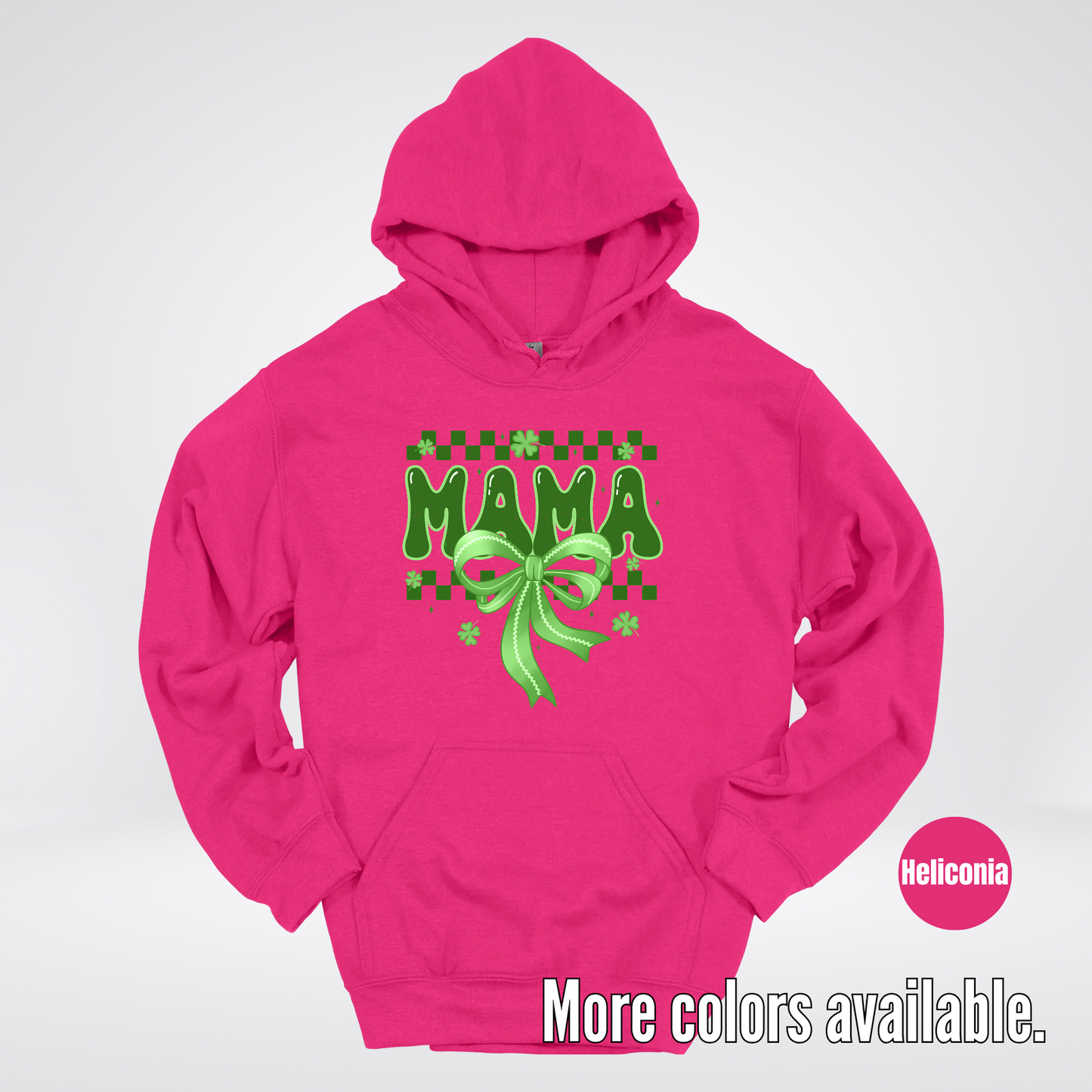 Mama Coquette Green Bow Checkered Retro Four Leaf Clovers Hoodie