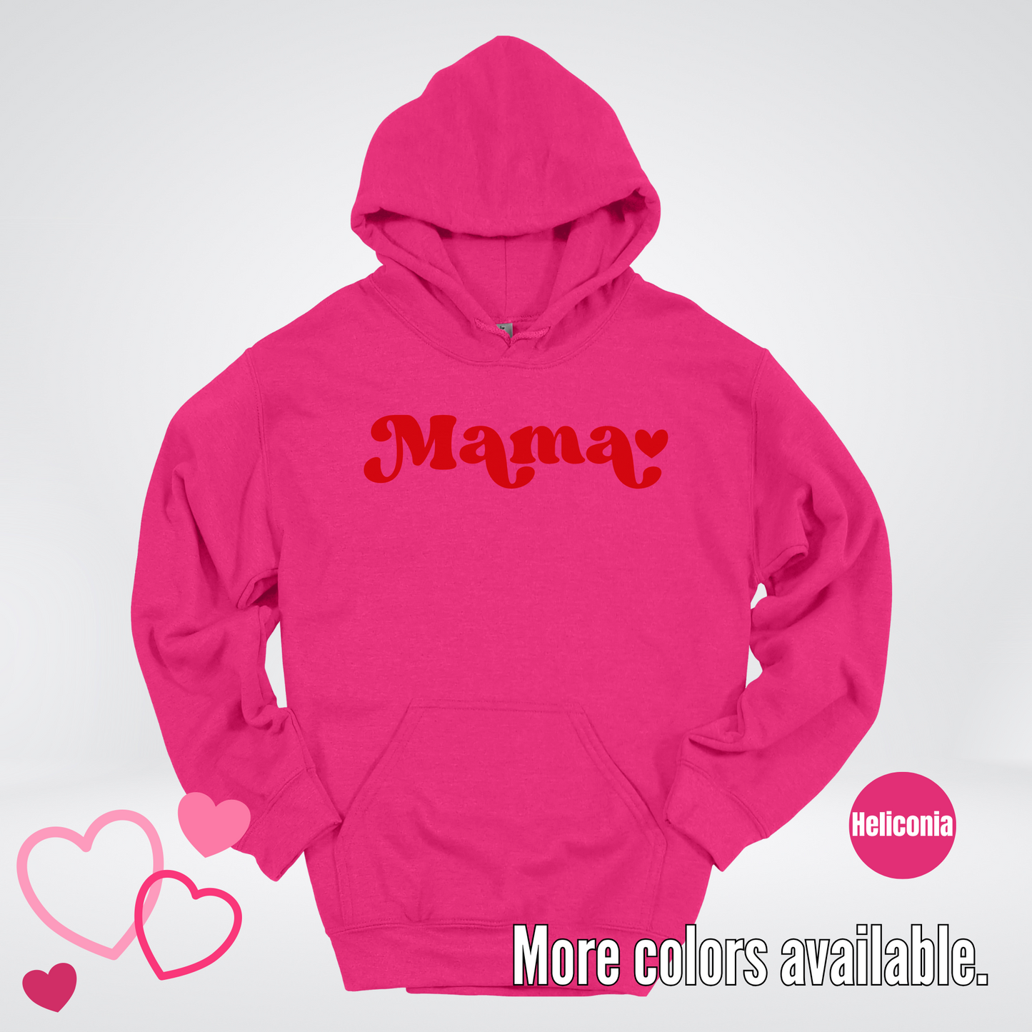 Mama Retro Valentine's Day Red Design Hoodie