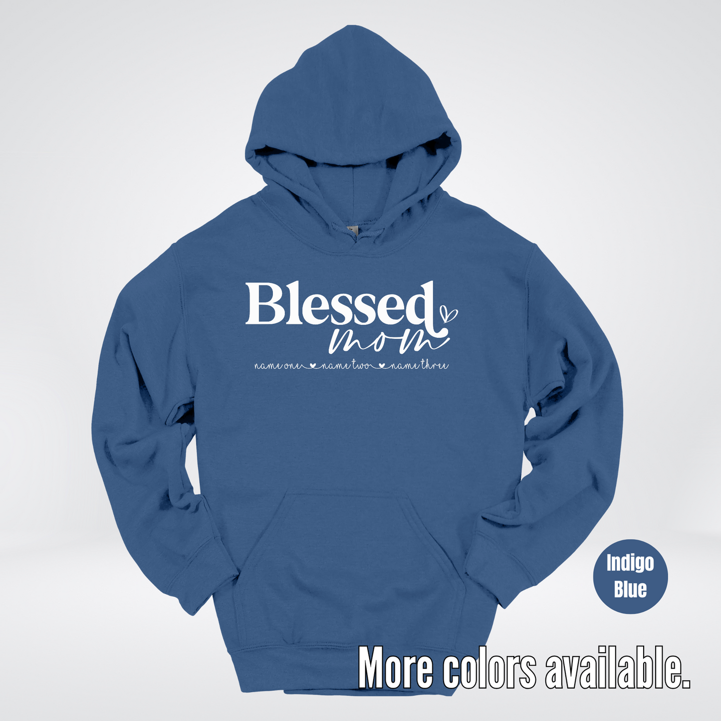Custom Names Blessed Mom - White Design - Hoodie