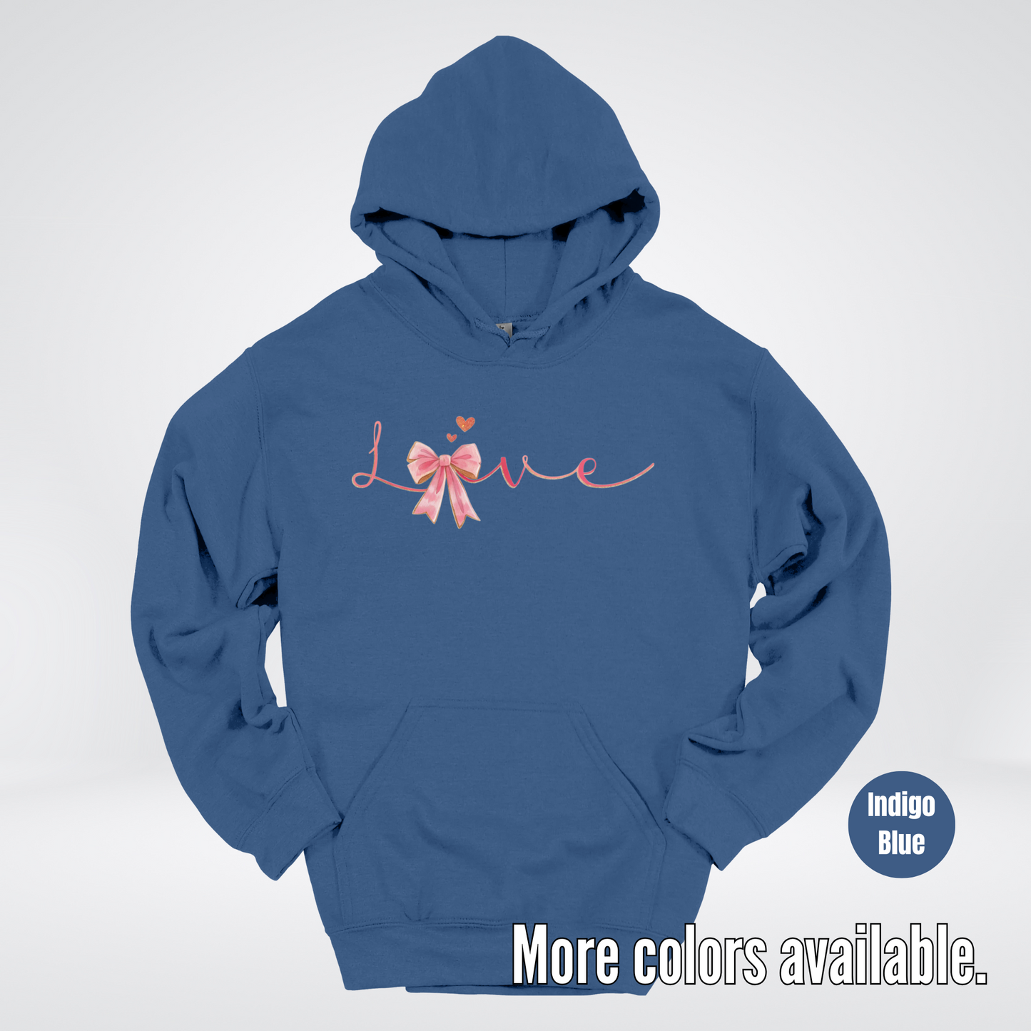 Love Pink Watercolor Coquette Bow Hoodie