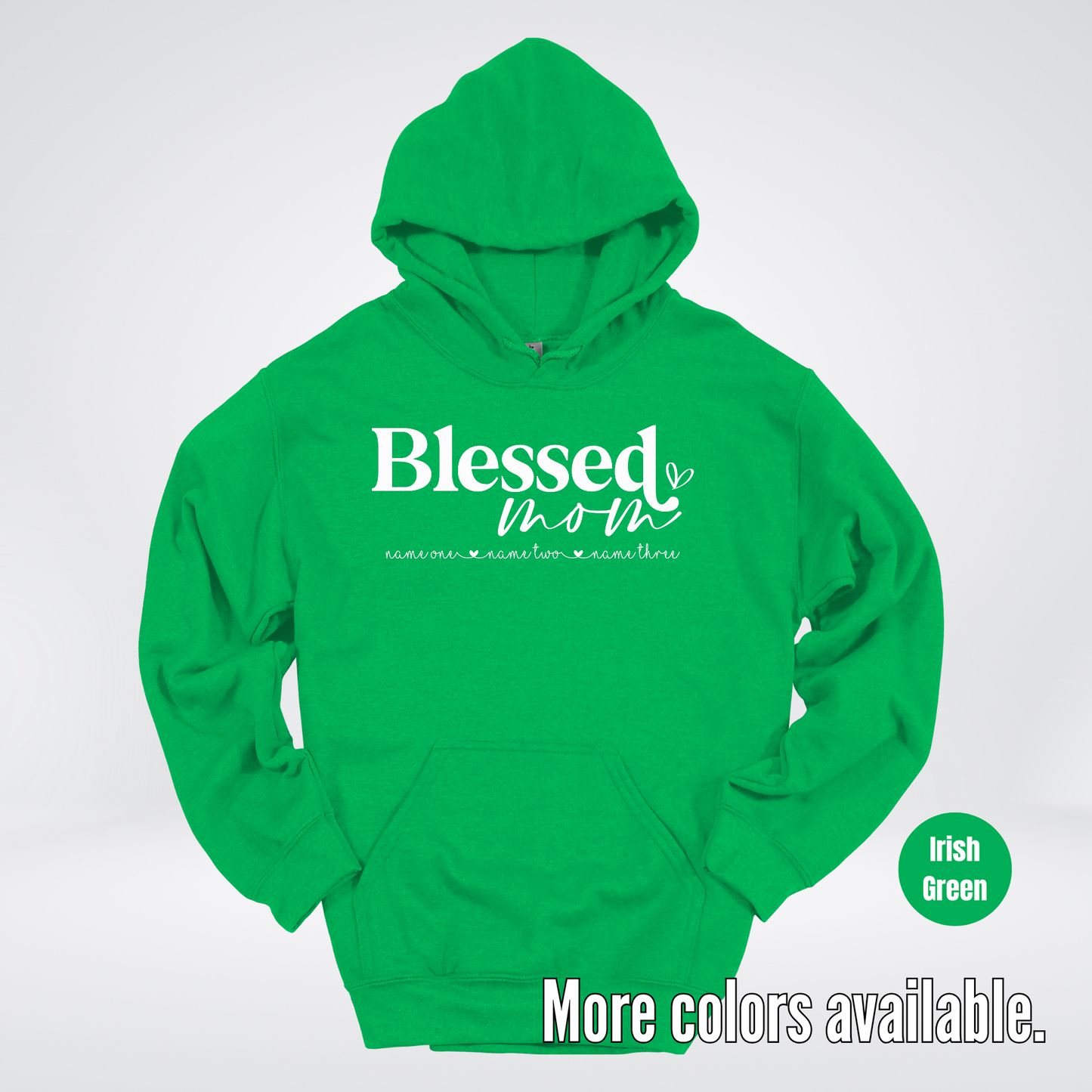 Custom Names Blessed Mom - White Design - Hoodie