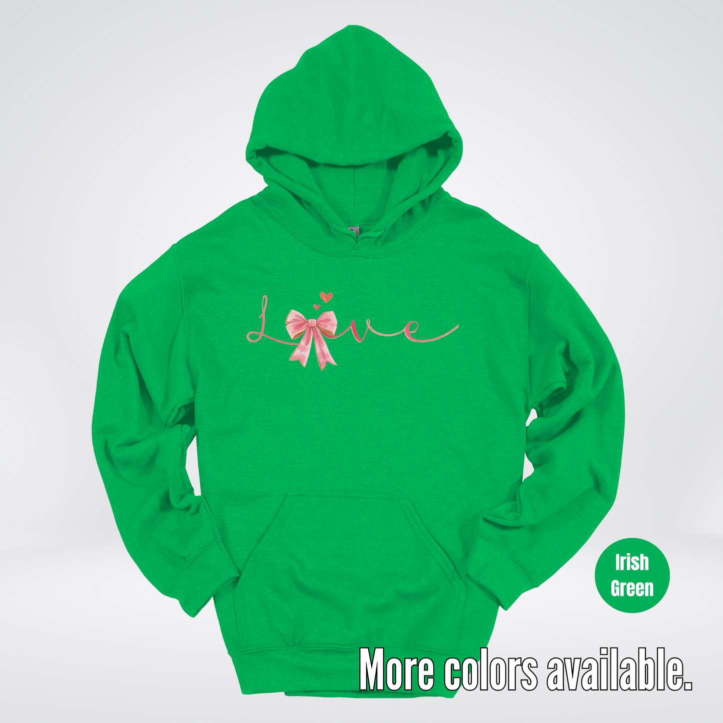 Love Pink Watercolor Coquette Bow Hoodie